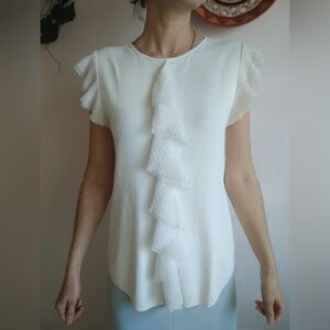 Ted Baker White Ruffle Accent Blouse